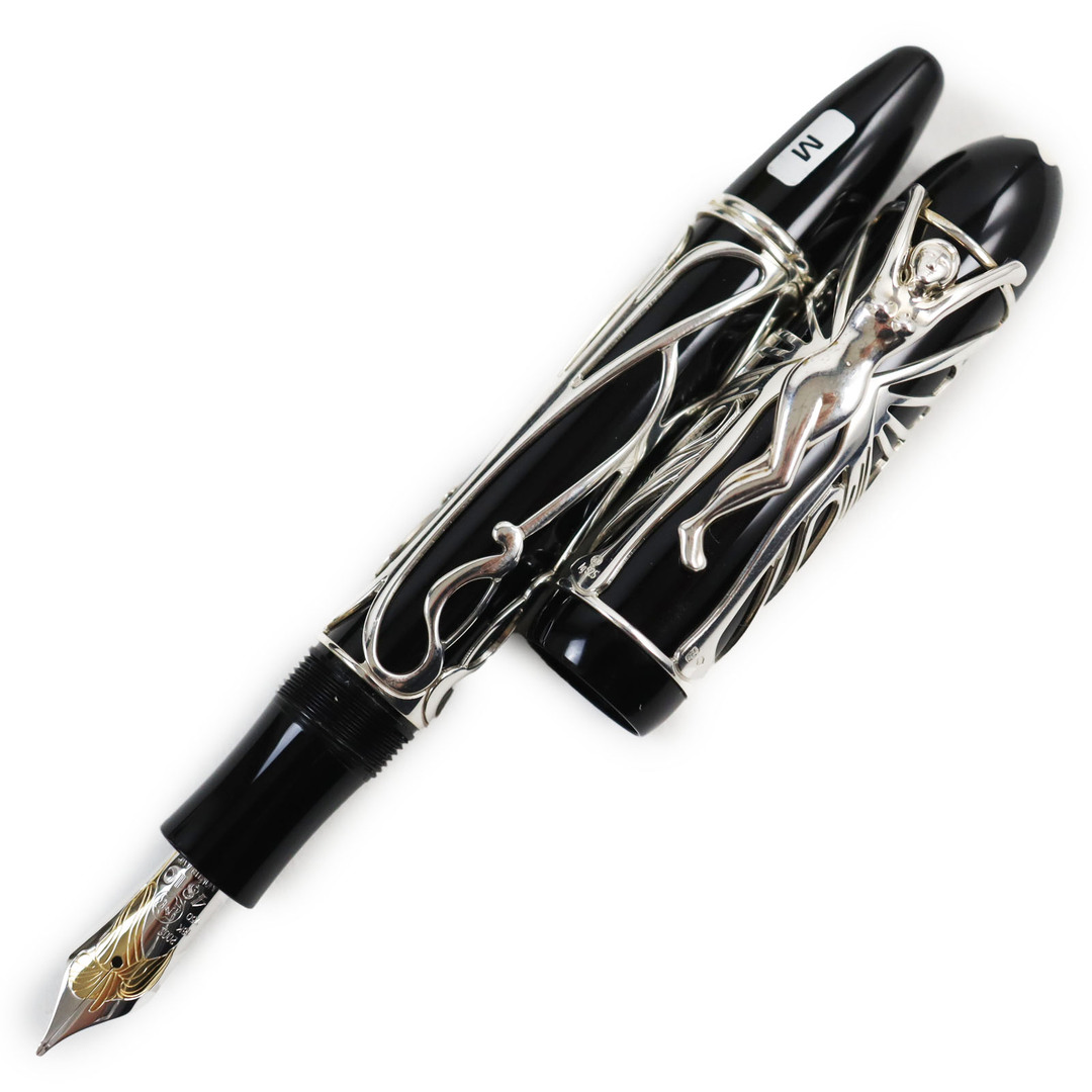 MONTBLANC - 極美品●MONTBLANC モンブラン パトロンシリーズ2002 アンドリューカーネギー AG925 ペン先18K Mニブ 3886/4810 ホワイトスター 万年筆 シルバー ブラック 箱・ケース付き 重量45.93g