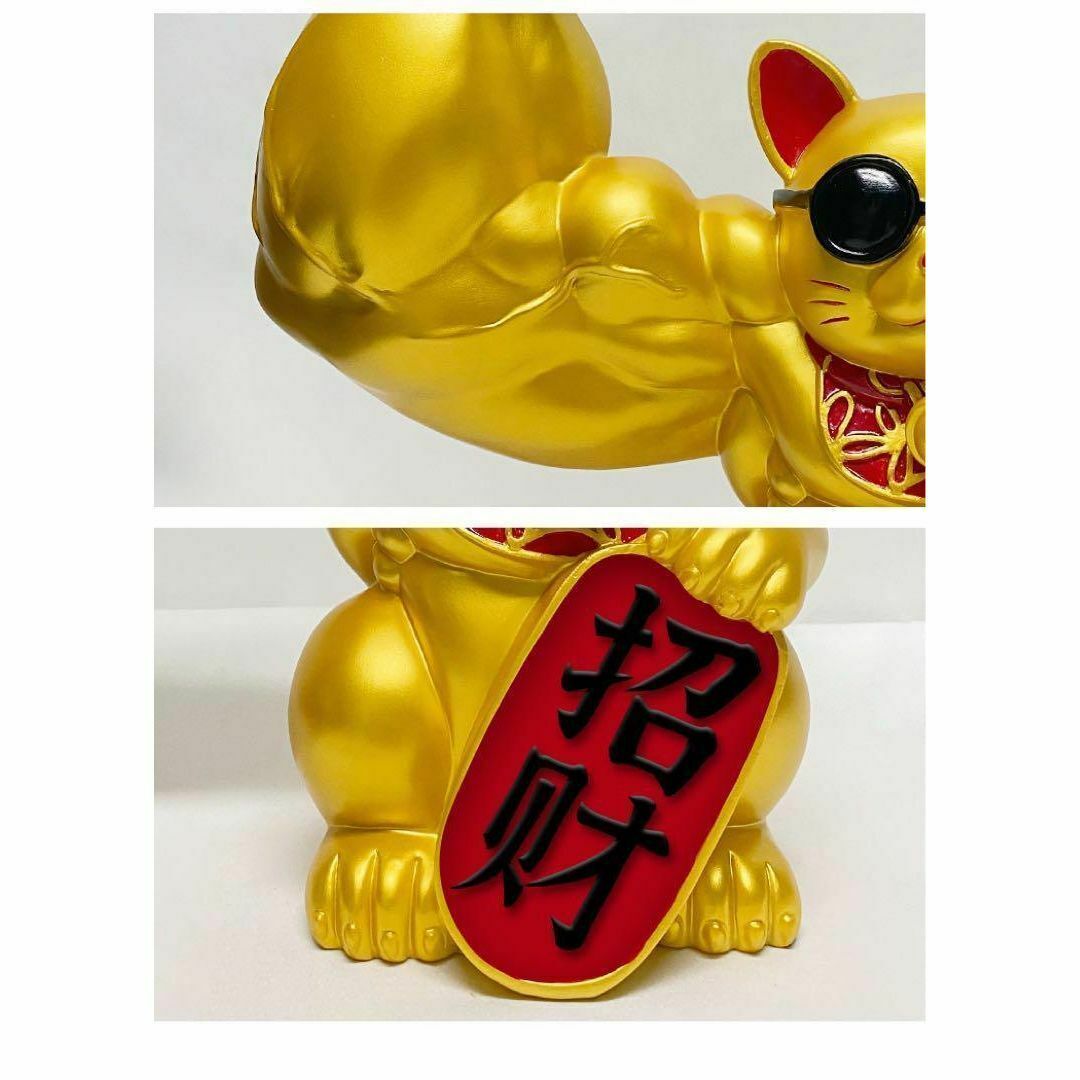 BIG32cm ムキムキゴールド マッスル招財 招き猫 可愛い置物 筋肉 BIG32cm ムキムキゴールド マッスル招財 招き猫 可愛い置物 筋肉