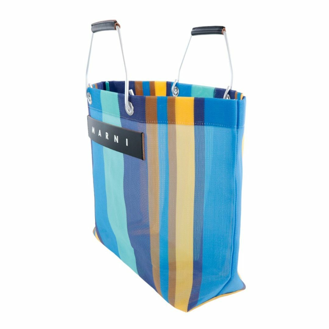 MARNI - マルニ ストライプバッグ ナルシスブルー トート タグ MARNI - マルニ ストライプバッグ ナルシスブルー トート タグ