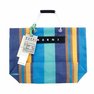 MARNI - マルニ ストライプバッグ ナルシスブルー トート タグ MARNI - マルニ ストライプバッグ ナルシスブルー トート タグ