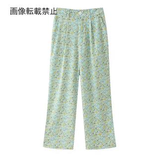 ☂️6月新作🐌14654◆フラワー 花柄 ロングパンツ(カジュアルパンツ)