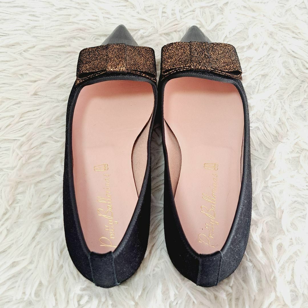 プリティバレリーナ 美品✨ELLA ビックリボンバレエシューズ 黒 35 プリティバレリーナ 美品✨ELLA ビックリボンバレエシューズ 黒 35