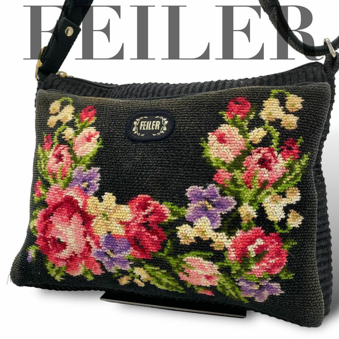 FEILER - フェイラー ショルダーバッグ 肩がけ可 キャンバス 花 FEILER - フェイラー ショルダーバッグ 肩がけ可 キャンバス 花