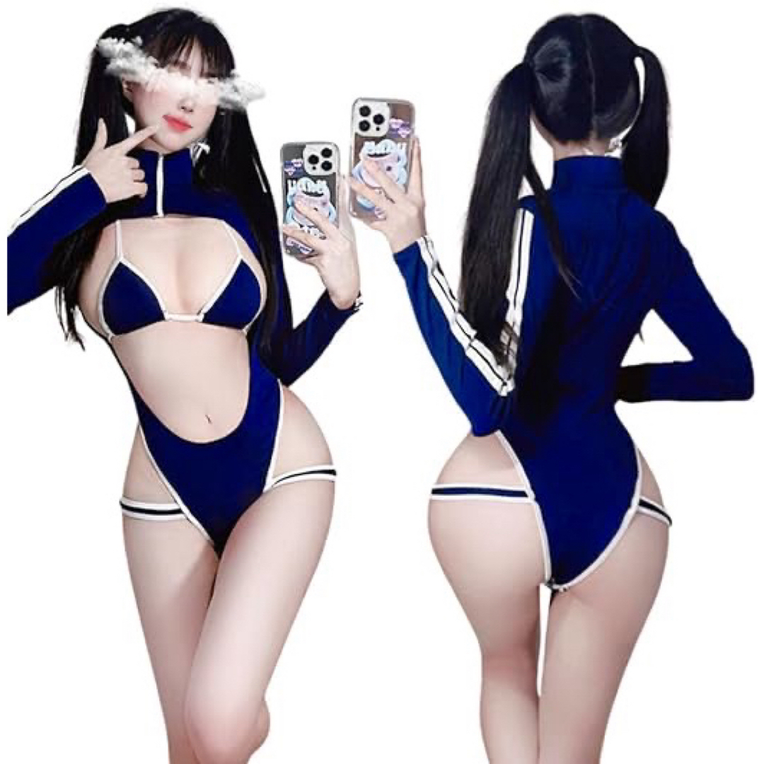 スク水 コスプレ 水着 長袖 ハイレグレオタード 2点 セット レディースのレディース その他(その他)の商品写真