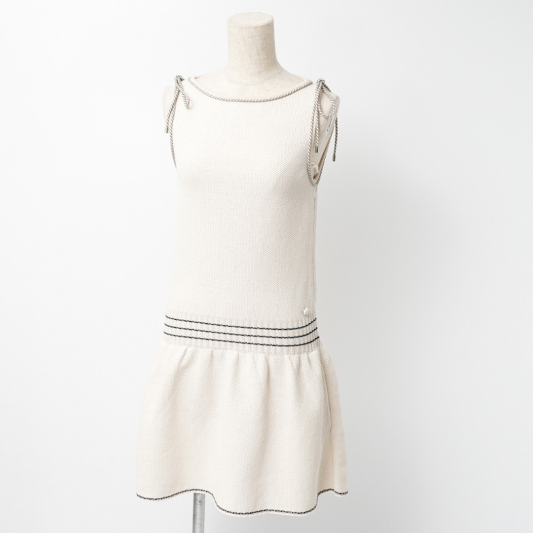 CHANEL - ■美品■CHANEL シャネル ワンピース サイズ36 P51 コットン ノースリーブ ニット ワンピース CC/ココマークボタン フランス製 ブランド古着【中古】20240628/RA0236