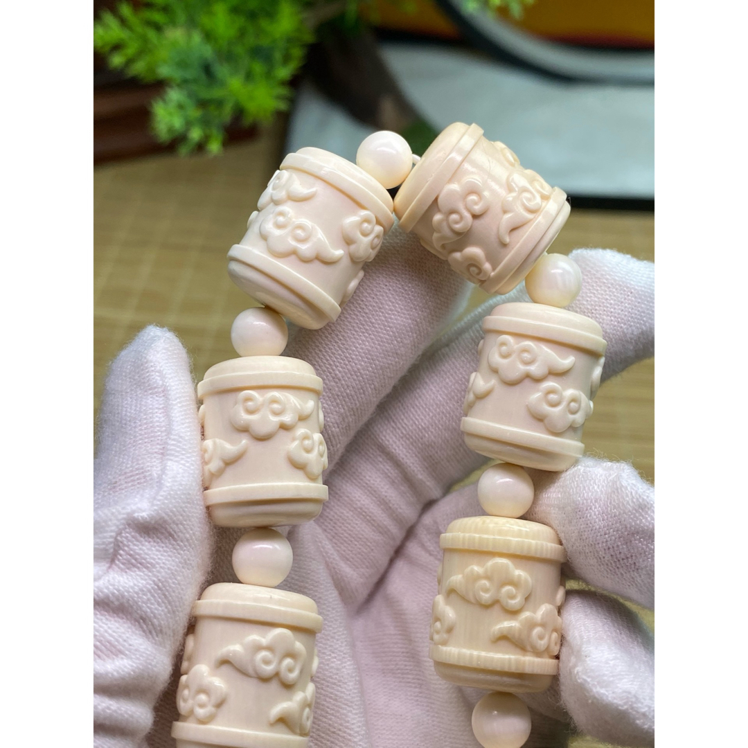 天然マンモス牙美しい手作り彫刻 祥雲 ブレスレット 天然マンモス牙美しい手作り彫刻 祥雲 ブレスレット