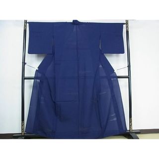 平和屋着物■夏物　色無地　縦絽　霞紋紗　紺青色　逸品　DAAD9866wb(着物)
