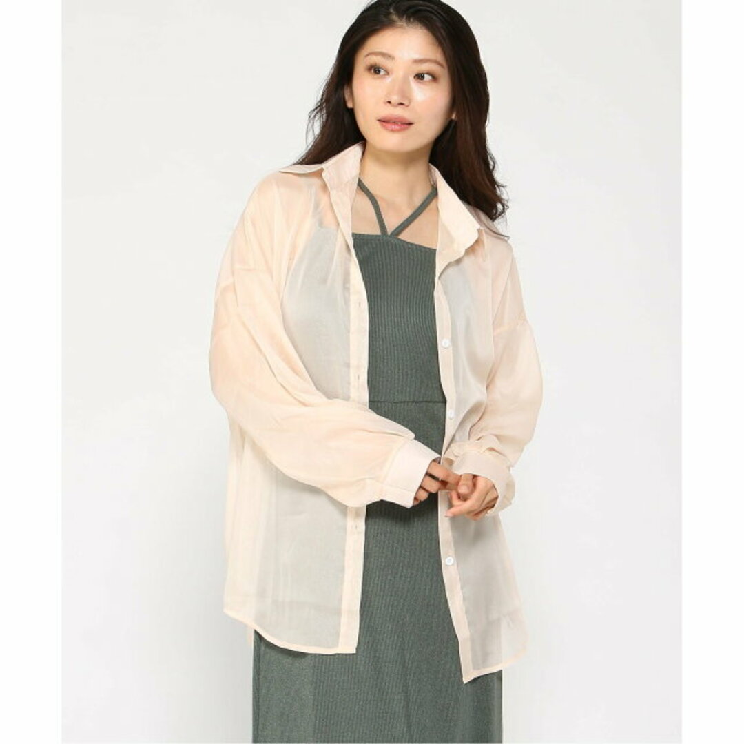 Doula Doula(ドゥーラドゥーラ)の【ピンクベージュ】Doula Doula/オーバーサイズシアーシャツ レディースのトップス(シャツ/ブラウス(長袖/七分))の商品写真