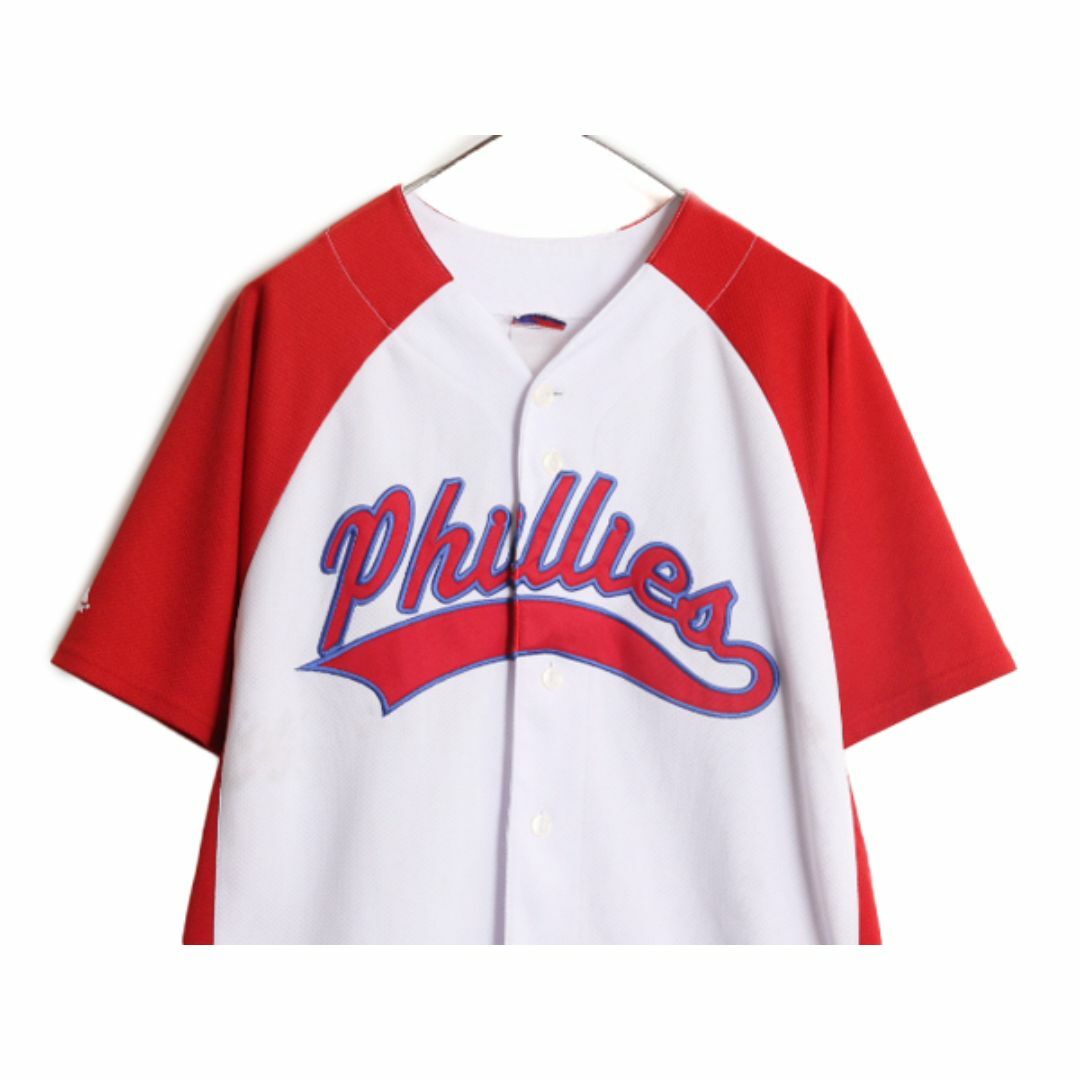 大人 可愛い 服 MLB オフィシャル シャツ ベースボール フィリーズ Majestic ユニフォームシャツ