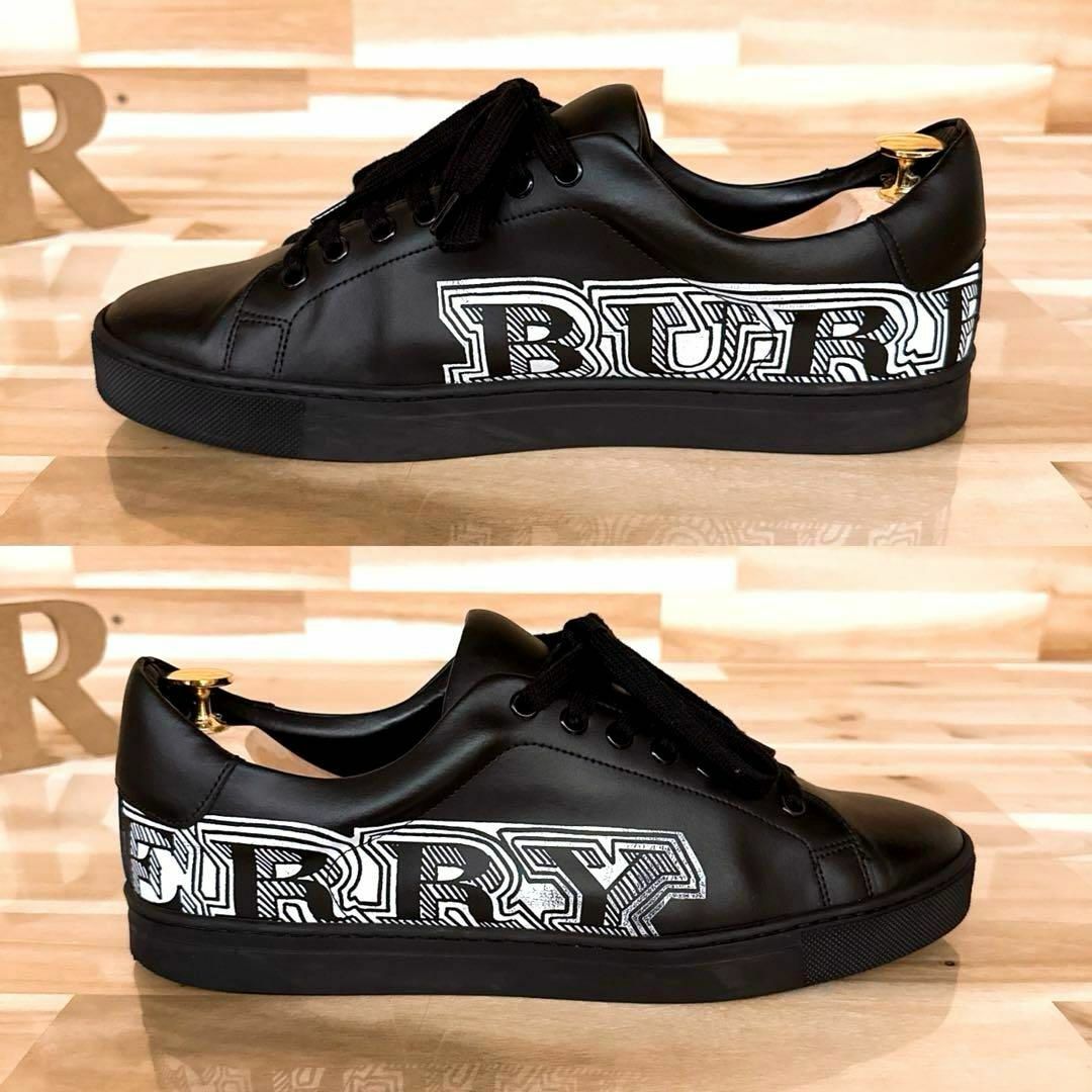 BURBERRY - 稀少【バーバリー】サイド ロゴ ブラック レザー BURBERRY - 稀少【バーバリー】サイド ロゴ ブラック レザー