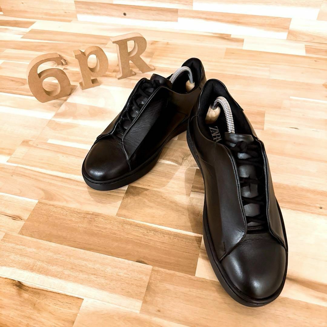 美品【ザラ】ハイド レース レザー スニーカー リミテッド 美品【ザラ】ハイド レース レザー スニーカー リミテッド