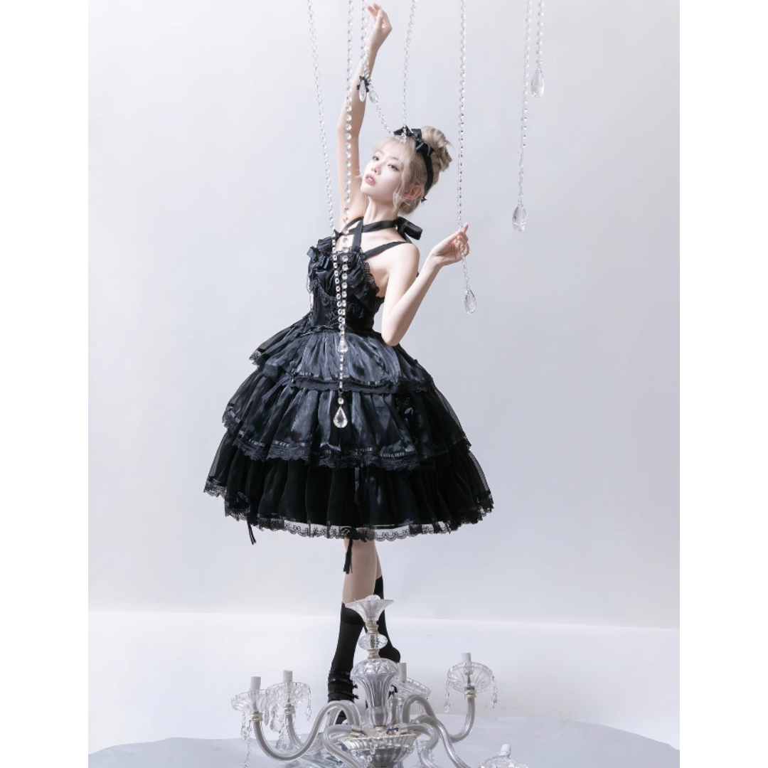 オリジナル lolita 洋服 ロリータ JSK ブラック L120# オリジナル lolita 洋服 ロリータ JSK ブラック L120#