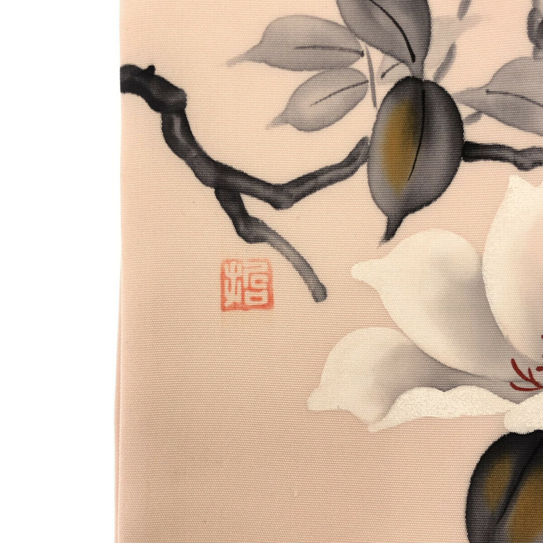 名古屋帯/塩瀬/美品/ピンク/作家物/落款/9108 名古屋帯/塩瀬/美品/ピンク/作家物/落款/9108