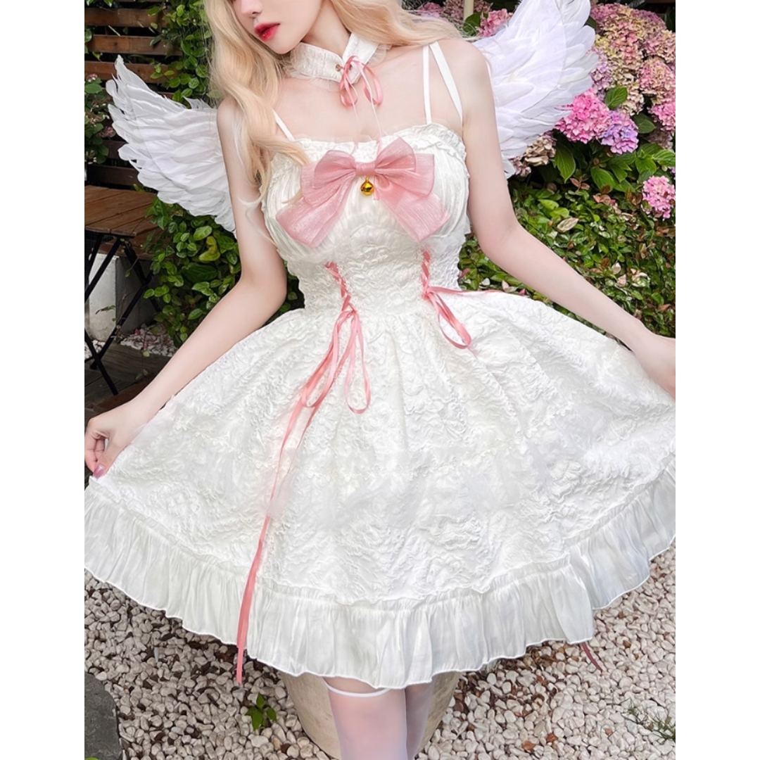 ゴシック風 天使悪魔 ロリィタゴスロリ JSK ホワイト L122#の ゴシック風 天使悪魔 ロリィタゴスロリ JSK ホワイト L122#の