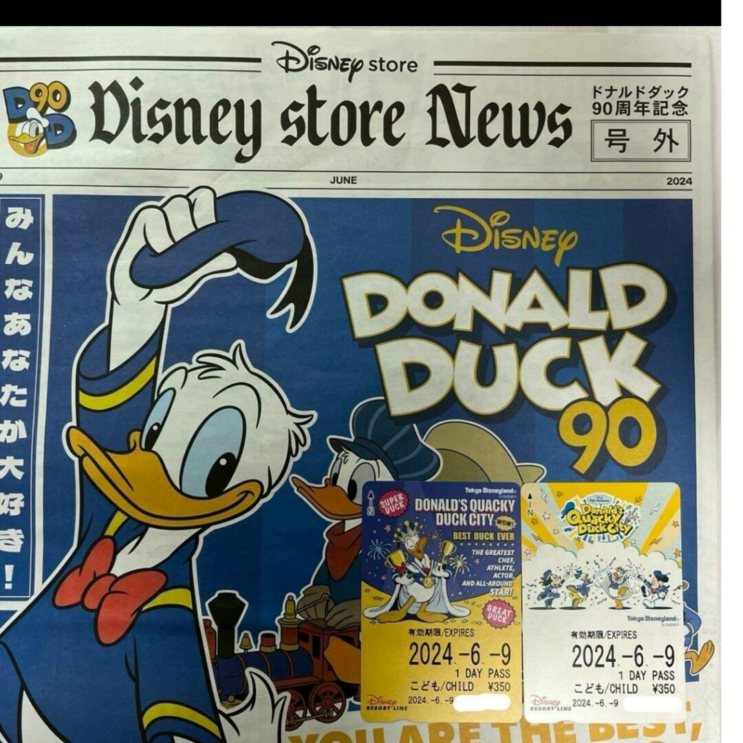 ディズニーリゾートライン パルパルーザ ドナルド誕生日日付+号外セット エンタメ/ホビーのおもちゃ/ぬいぐるみ(キャラクターグッズ)の商品写真