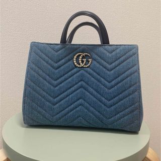 GUCCI - 【美品】GUCCI ハンド&ショルダーバッグ デニム生地 GG GUCCI - 【美品】GUCCI ハンド&ショルダーバッグ デニム生地 GG