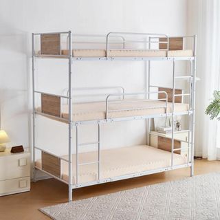 やーびー様専用【ホワイト】三段ベッド パイプベッド分離可 スチール 子供部屋(セット/コーデ)
