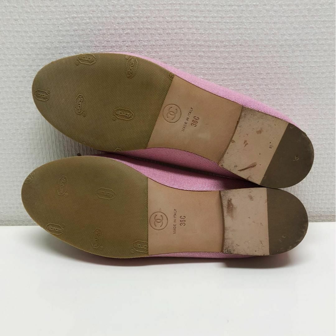 CHANEL - ☆美品☆シャネル フラットパンプス キャンバス レザー CHANEL - ☆美品☆シャネル フラットパンプス キャンバス レザー