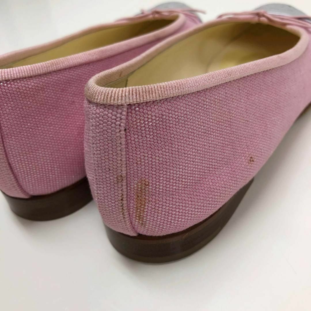 CHANEL - ☆美品☆シャネル フラットパンプス キャンバス レザー CHANEL - ☆美品☆シャネル フラットパンプス キャンバス レザー