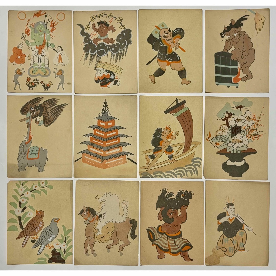 和本 日本画 「大津絵 添い 錦絵 木版画」12枚|浮世絵 和本 日本画 「大津絵 添い 錦絵 木版画」12枚|浮世絵