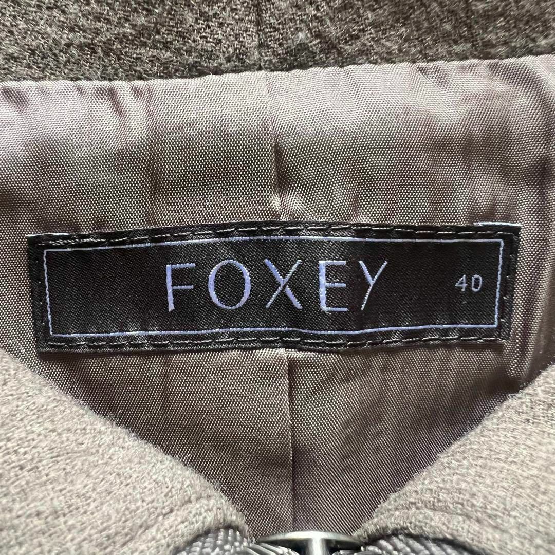 良品】FOXEY 膝丈ワンピース 襟 ブラウン 40 ノースリーブ 良品】FOXEY 膝丈ワンピース 襟 ブラウン 40 ノースリーブ