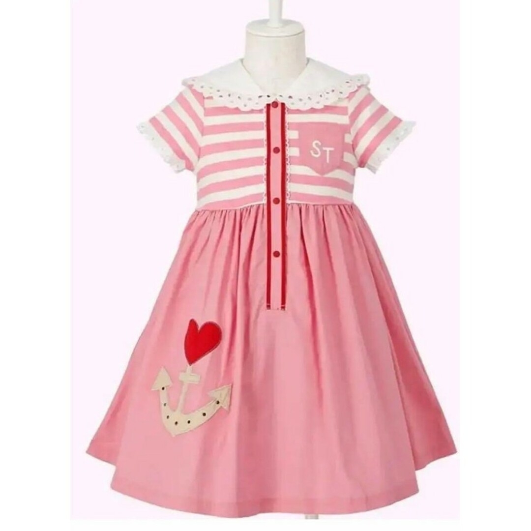 Shirley Temple - 新品シャーリーテンプル120♥マリン⚓️セーラー襟ワンピース　ピンク