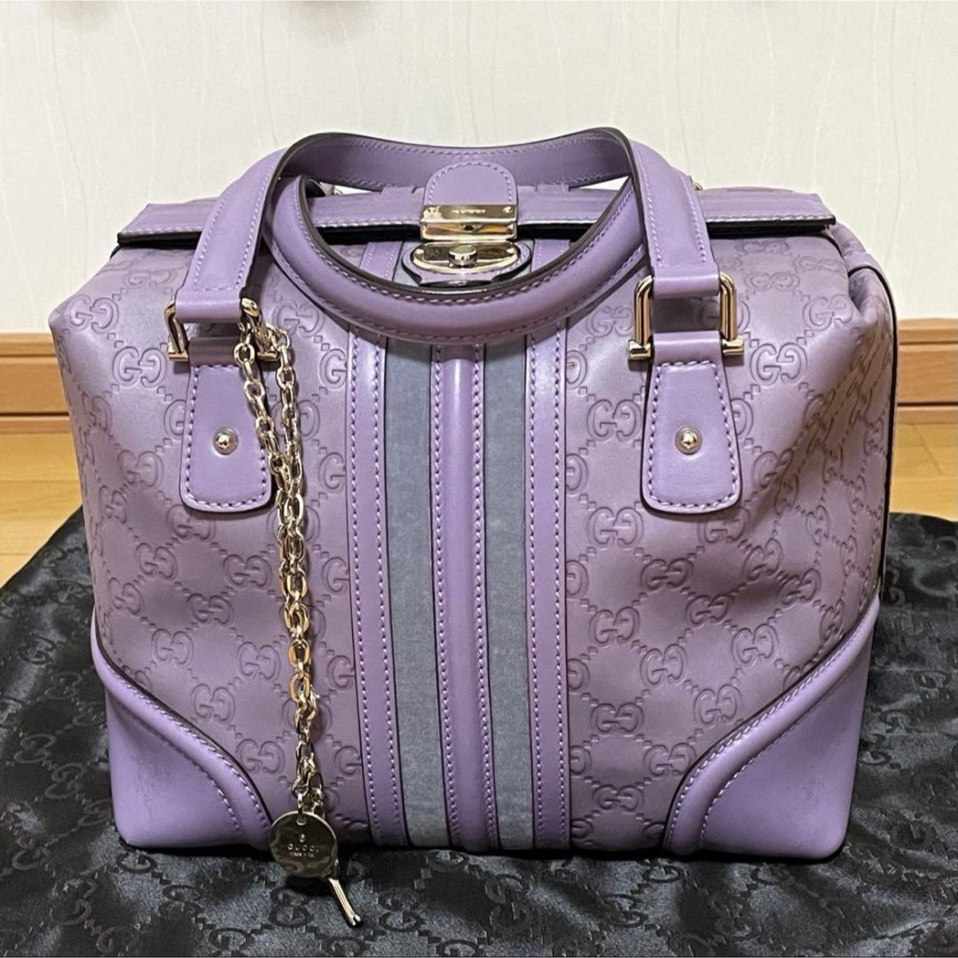 GUCCI - GUCCI グッチ シマ レザー ハンドバッグ ラベンダー GUCCI - GUCCI グッチ シマ レザー ハンドバッグ ラベンダー