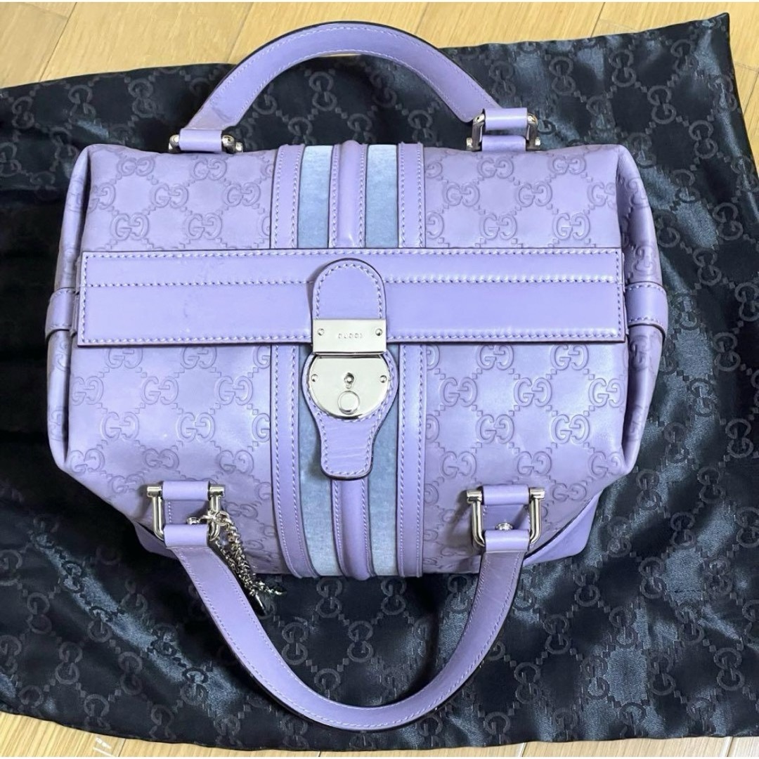 GUCCI - GUCCI グッチ シマ レザー ハンドバッグ ラベンダー GUCCI - GUCCI グッチ シマ レザー ハンドバッグ ラベンダー