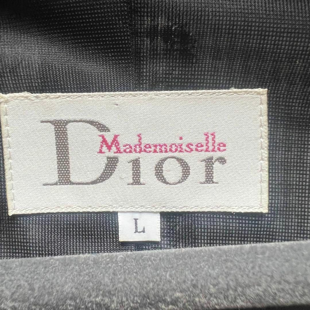 美品】Christian Dior 千鳥柄ワンピース 膝丈 グレー L 長袖 美品】Christian Dior 千鳥柄ワンピース 膝丈 グレー L 長袖