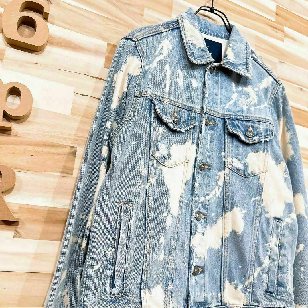 ZARA - 【ザラ】ZARA ブリーチ加工 ダメージ ブルー デニム ZARA - 【ザラ】ZARA ブリーチ加工 ダメージ ブルー デニム