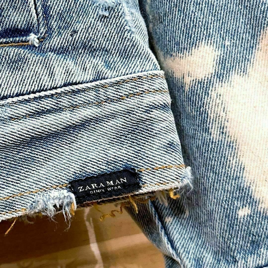 ZARA - 【ザラ】ZARA ブリーチ加工 ダメージ ブルー デニム ZARA - 【ザラ】ZARA ブリーチ加工 ダメージ ブルー デニム