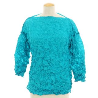 【中古】ミー イッセイミヤケ me ISSEY MIYAKE 2024年春夏 プリーツ加工 ブラウスカットソー ターコイズ系【サイズ表記なし（M位）】【レディース】(シャツ/ブラウス(長袖/七分))