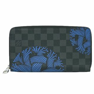 ルイヴィトン(LOUIS VUITTON)の本物 ルイヴィトン LOUIS VUITTON LV ジッピーオーガナイザー ダミエ グラフィット クリストファー ネメス 長財布 ブラック ブルー N41683 ビトン 財布 ウォレット 中古(長財布)
