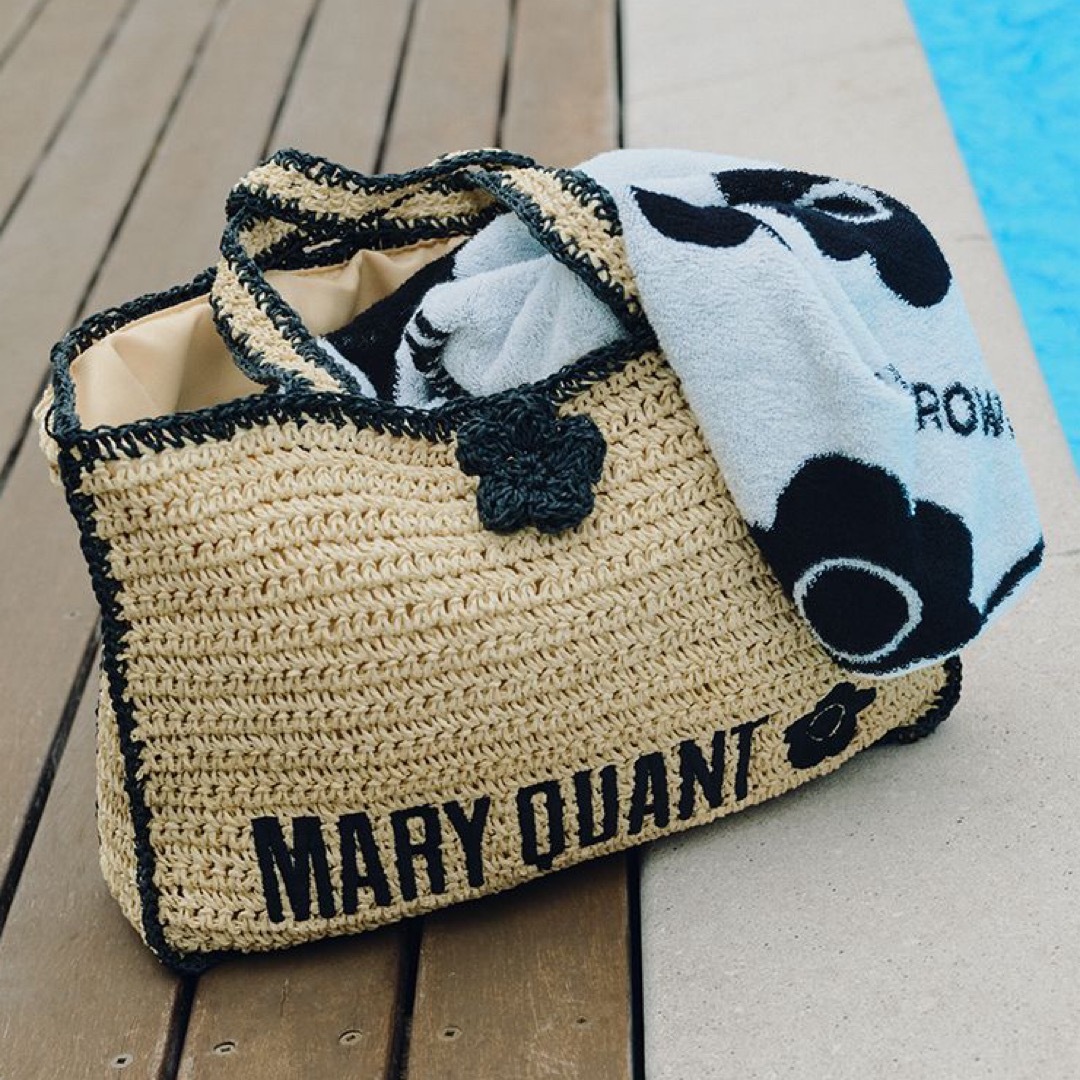 LILYBROWN maryquant マリクワ ロゴ入りラフィアトートバッグ