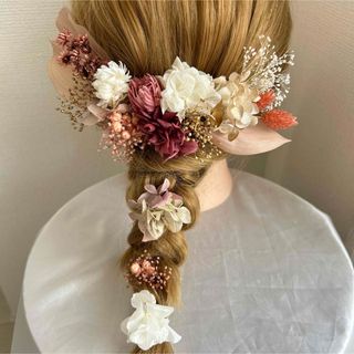 ヘッドパーツ　ドライフラワー髪飾り　ヘアピン　ヘッドドレス　髪飾り　成人式髪飾り(ヘアピン)