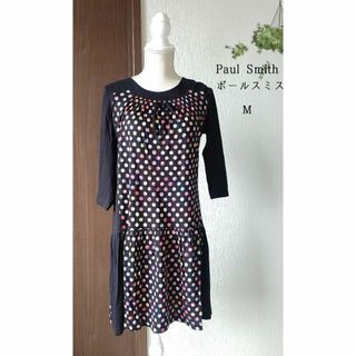 ポールスミス(Paul Smith)のno.5【美品】ポールスミス　M　マルチカラードットワンピース　黒　チュニック(ひざ丈ワンピース)