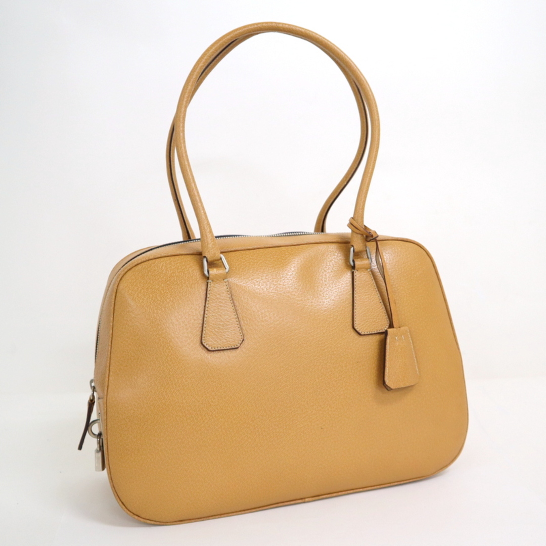 PRADA プラダ ハンドバッグ 三角ロゴプレート レザー ベージュ