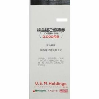 USMH 優待　3000円　100円30枚　12-31まで　マルエツ　カスミ(ショッピング)