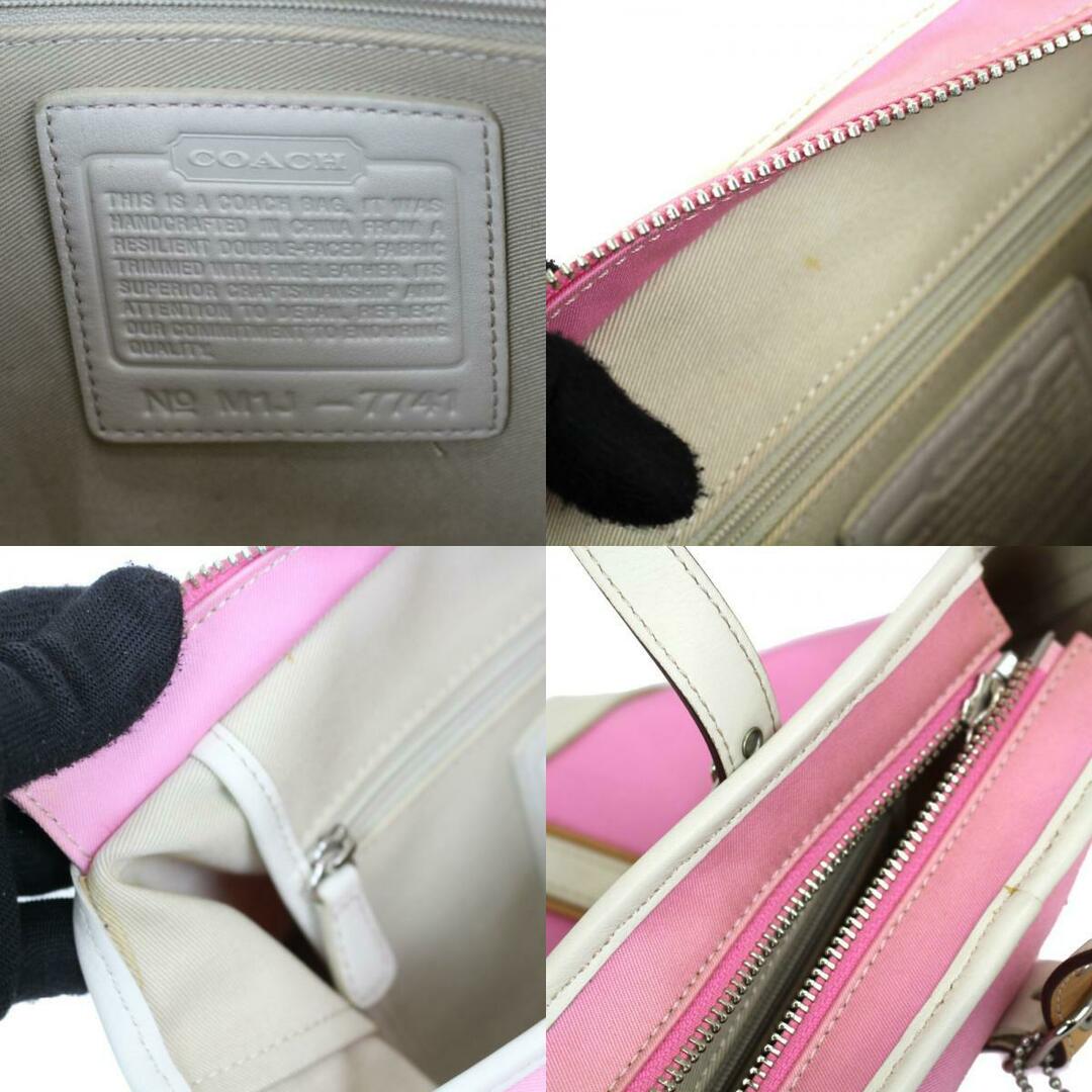 COACH - COACH コーチ ミニハンドバッグ 7741 ピンク×ホワイト COACH - COACH コーチ ミニハンドバッグ 7741 ピンク×ホワイト