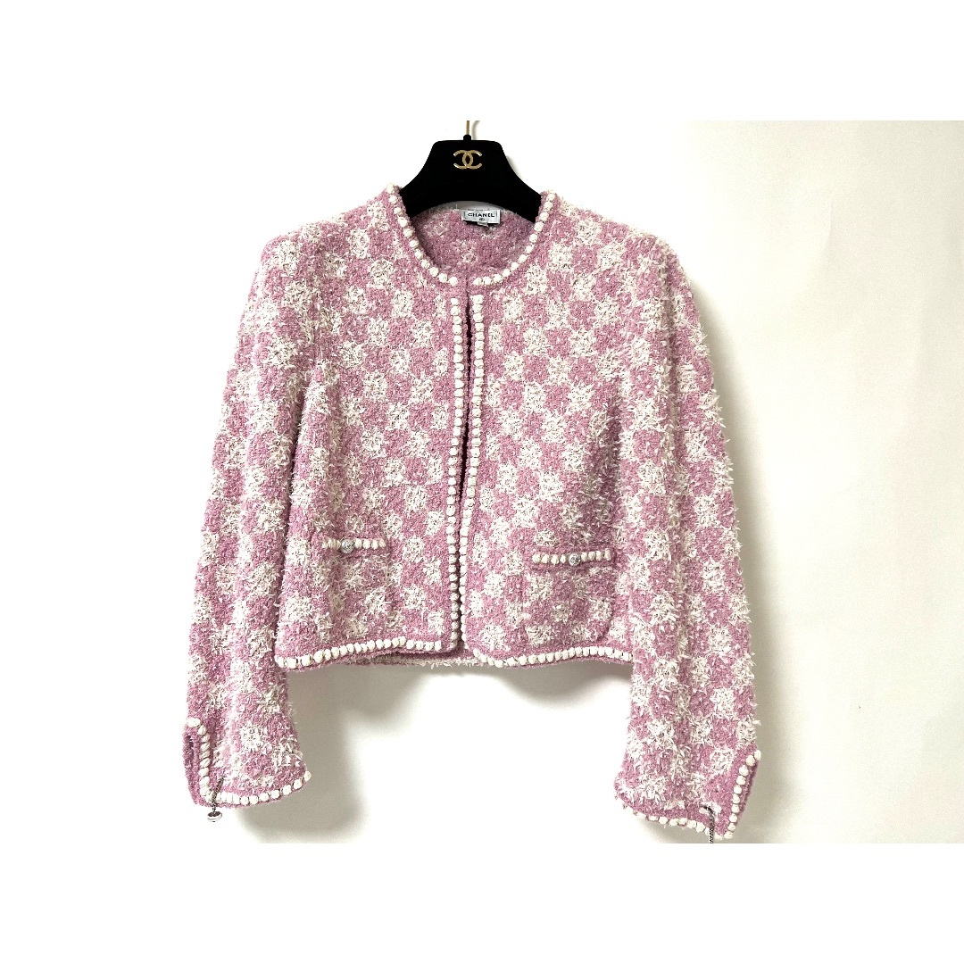 CHANEL - CHANEL シャネル レディース ノーカラー ジャケット ココボタン ピンク サイズ：40 P75029K10754  美品