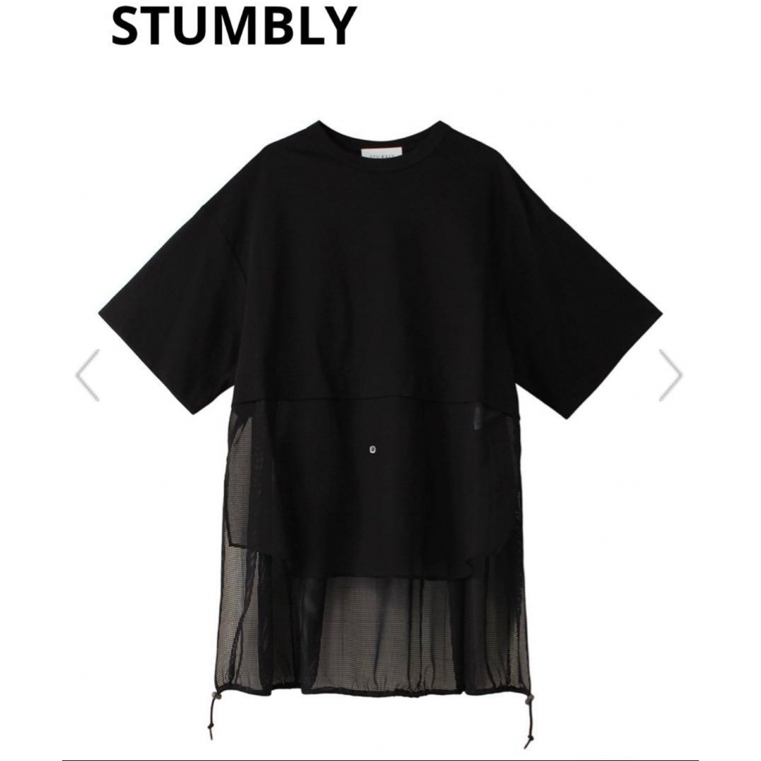 現行品】STUMBLY ミックスファブリックコンビTシャツ ブラック 現行品】STUMBLY ミックスファブリックコンビTシャツ ブラック