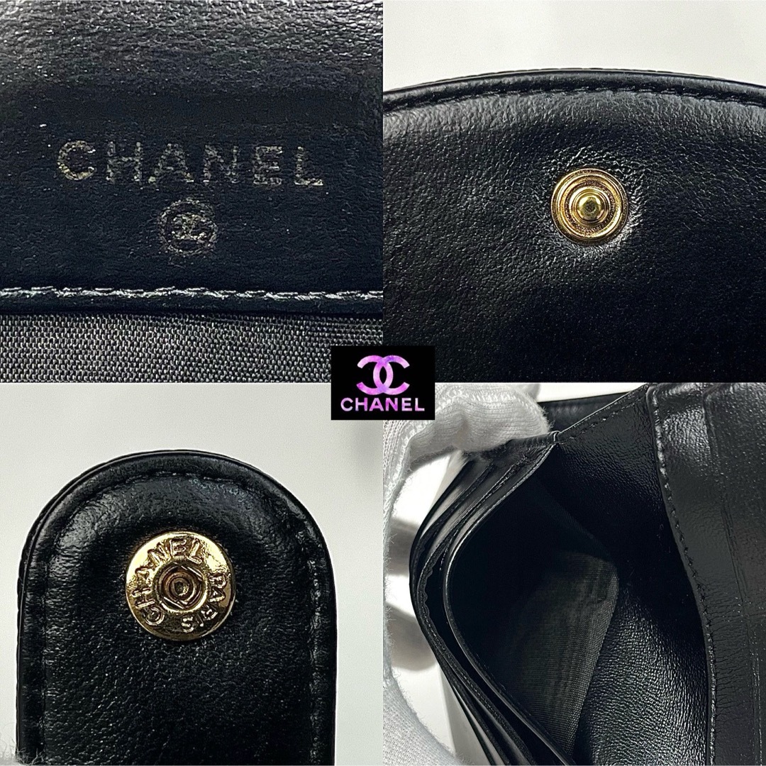 CHANEL - 超極美品 CHANEL キャビアスキン Wホックコンパクト CHANEL - 超極美品 CHANEL キャビアスキン Wホックコンパクト