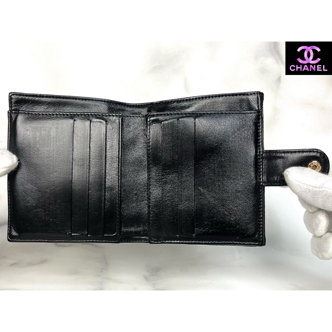 CHANEL - 超極美品 CHANEL キャビアスキン Wホックコンパクト CHANEL - 超極美品 CHANEL キャビアスキン Wホックコンパクト