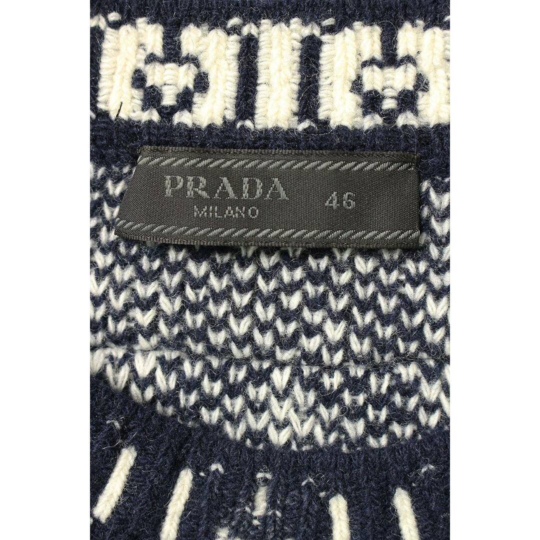 PRADA - プラダ 21AW UMB258 総柄カシミヤ混ニット メンズ 46の PRADA - プラダ 21AW UMB258 総柄カシミヤ混ニット メンズ 46の