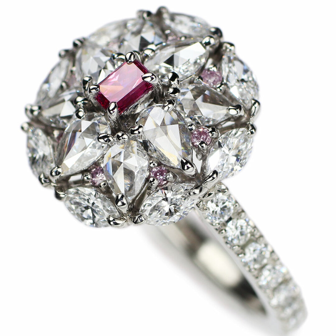 Pt950 天然レッドダイヤモンド ローズカット リング 0.110ct FPR Pt950 天然レッドダイヤモンド ローズカット リング 0.110ct FPR