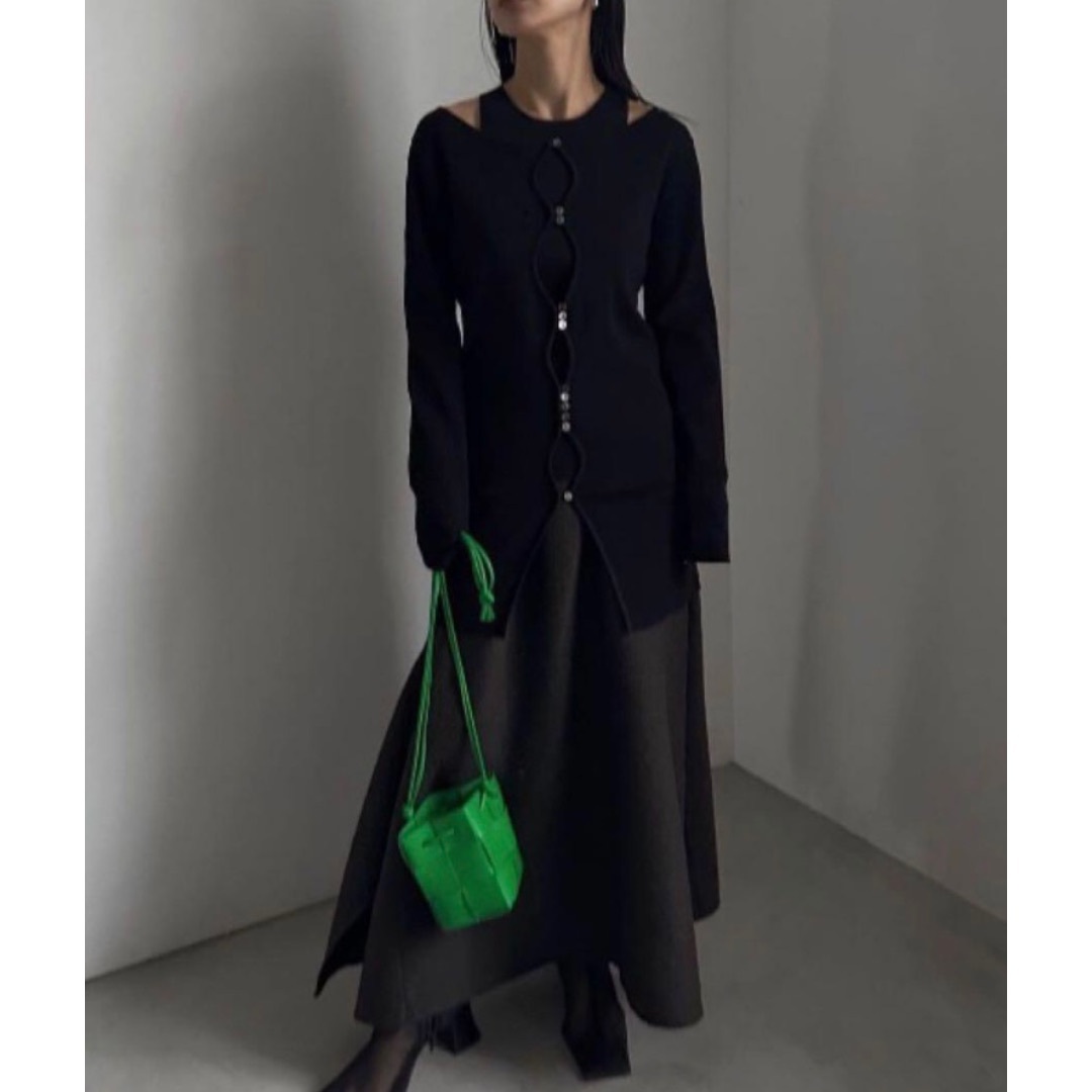 カーディガン Ameri VINTAGE - AMERI LAYERED ORNAMENT HOLE KNIT TOP