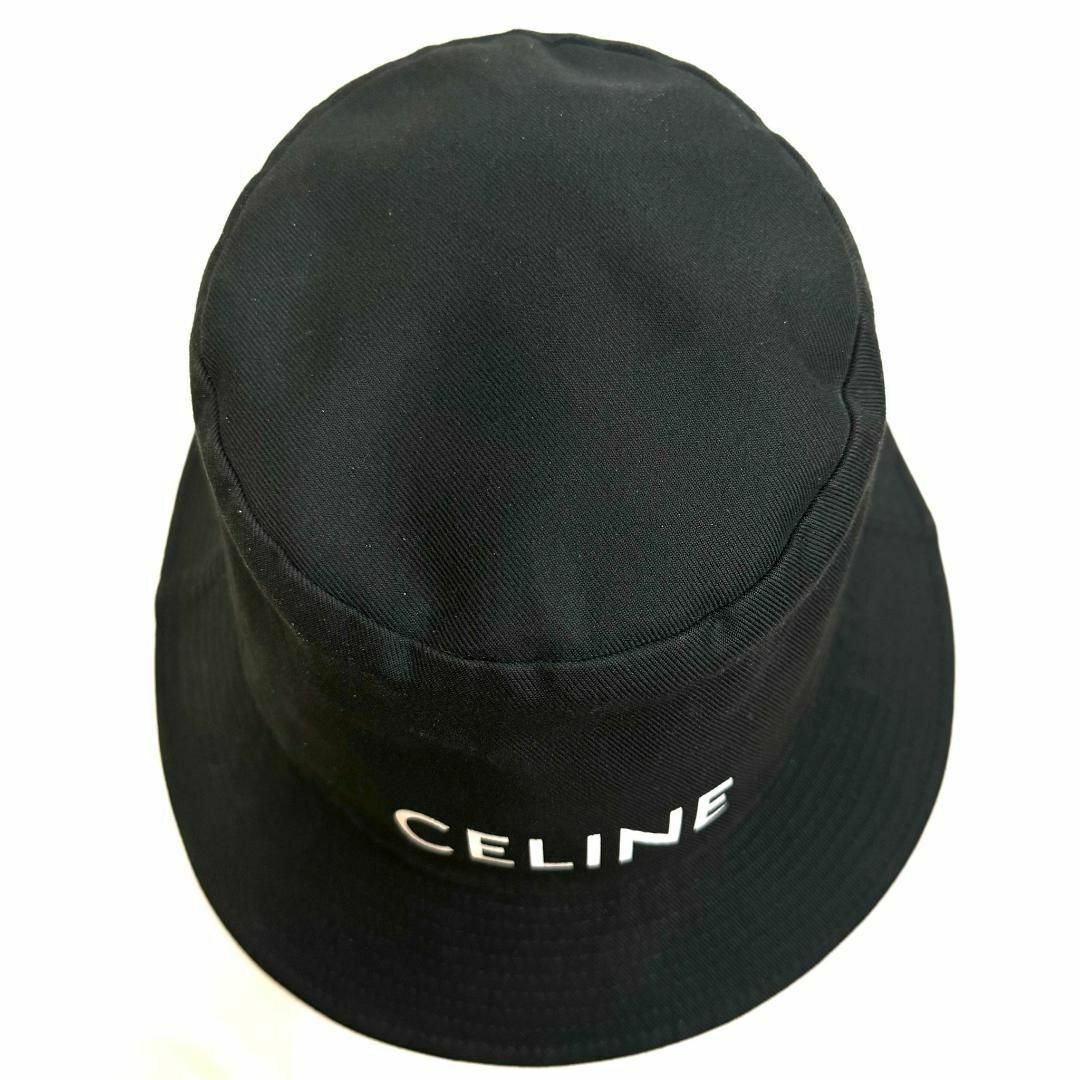 CELINE セリーヌ コットン ロゴ バケットハット メンズ ブラック CELINE セリーヌ コットン ロゴ バケットハット メンズ ブラック