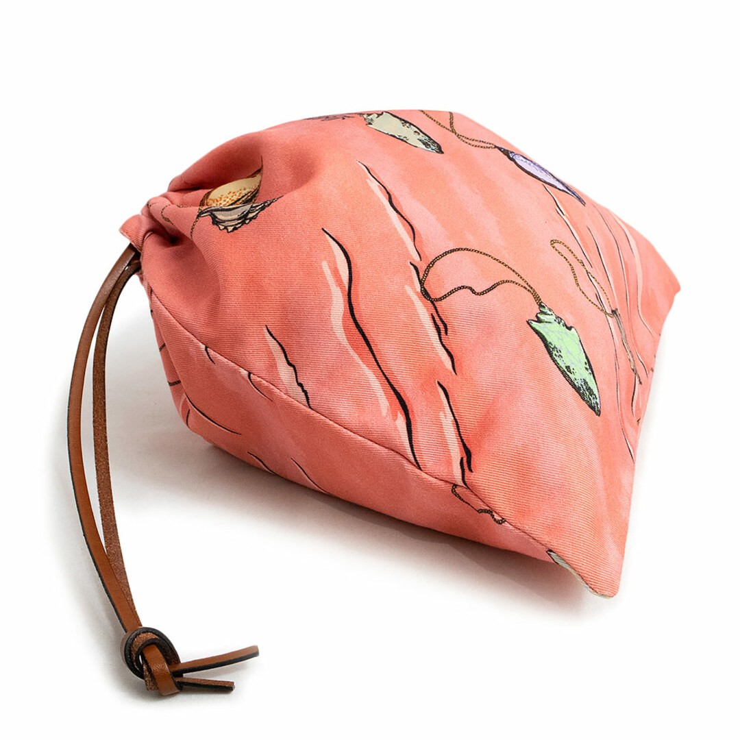 LOEWE ロエベ ドローストリングポーチ 巾着袋 くすみピンク 総柄 LOEWE ロエベ ドローストリングポーチ 巾着袋 くすみピンク 総柄