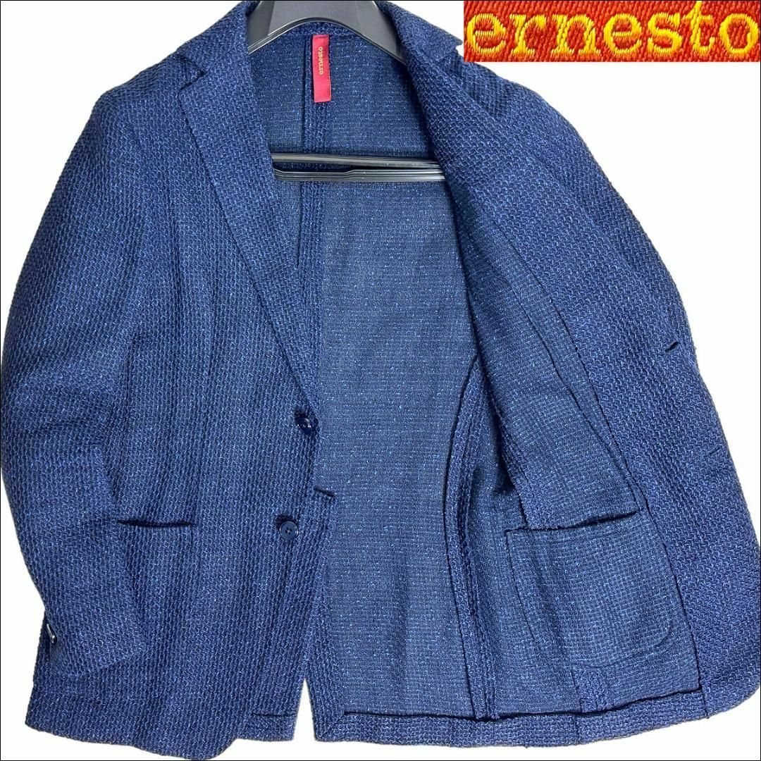 J6232 美品 エルネスト リネンミックスアンコンジャケット J6232 美品 エルネスト リネンミックスアンコンジャケット
