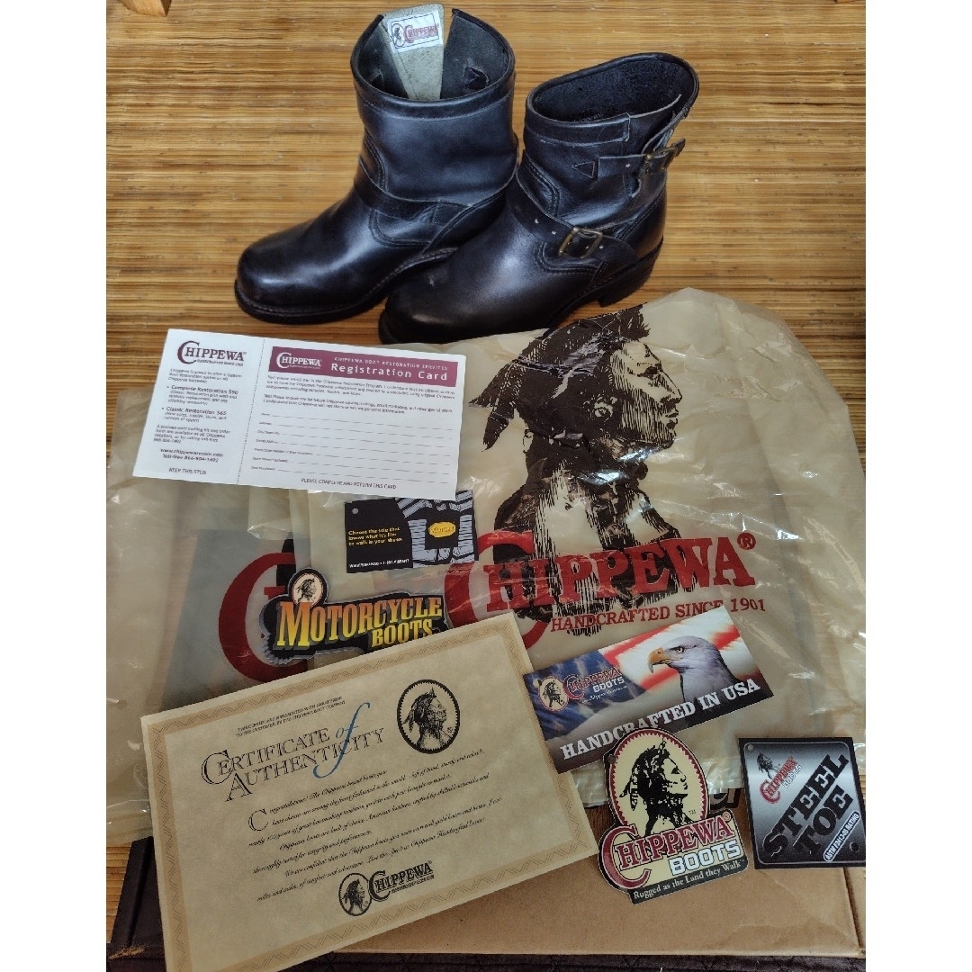 CHIPPEWA - チペワ エンジニアブーツ 7インチ サイズ7H ブラック CHIPPEWA - チペワ エンジニアブーツ 7インチ サイズ7H ブラック